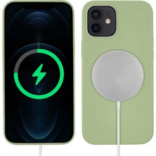 Lofy Apple iPhone 12 Mini - Uyumlu Silksafe Wireless Kapak-Açık Yeşil