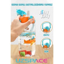 Uzspace Pipetli 680 ml Boyun Askılı Tritan Çocuk Su Matarası -Kutulu- FFUZ2202680