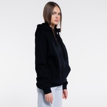 Friday Offset Neil Kadın Siyah Ekstra Oversize Kapüşonlu Sweatshirt Hoodie- 3 Iplik