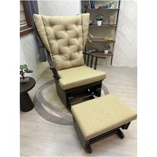 Asedia Mama Puflu Ceviz Sarı Minderli Sallanan Sandalye Emzirme Koltuğu