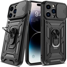 Teleplus Apple iPhone 15 Pro Kılıf Pars Yüzüklü Tank Standlı Kapak