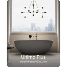 Bathson Ultima Plus Mat Gri Bağımsız Küvet 180X77X60 cm