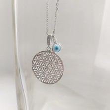 Devi Fashion Çelik Zirkon Taşlı Yaşam Çiçeği Silver Renkli Kolye