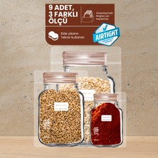 Palpak Bakır Metal Kapaklı Kavanoz Görünümlü Saklama Poşeti 9 Adet 3 Büyük 3 Orta 3 Küçük