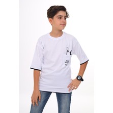Angelos Girls Erkek Çocuk Cep Baskılı T-Shirt 9-14 Yaş LX6967