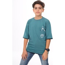 Angelos Girls Erkek Çocuk Cep Baskılı T-Shirt 9-14 Yaş LX6967