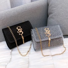 Qiuming Shop Küçük Pullu Flap Crossbody Püskül Zincir Kadın Parti Messenger Bolso Mujer Çanta (Yurt Dışından)