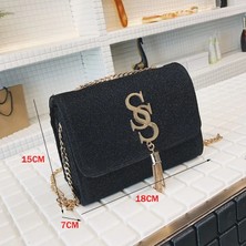 Qiuming Shop Küçük Pullu Flap Crossbody Püskül Zincir Kadın Parti Messenger Bolso Mujer Çanta (Yurt Dışından)