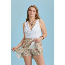 Los Banditos Desenli Volanlı Büyük Beden Şort Etek