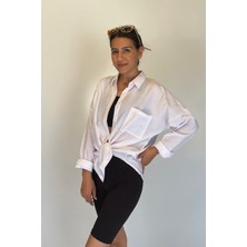 Weppa Kadın Uzun Kol Tek Cep Oversize Gömlek