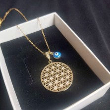 Devi Fashion Çelik Zirkon Taşlı Yaşam Çiçeği Gold Renkli Kolye