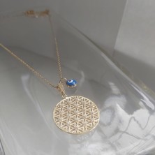 Devi Fashion Çelik Zirkon Taşlı Yaşam Çiçeği Gold Renkli Kolye