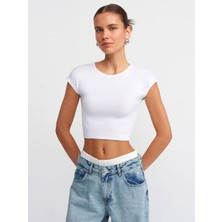 Dilvin 30528 Dilvin Crop Top Pamuk ve Modal Karışımlı