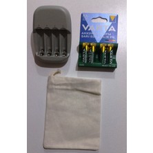 Varta 4 Adet Varta 2100MAH +Ikea Stenkol Otomatik Şarj Aleti (Aa-Aaa)+Saklama Kesesi