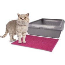 Flamingo Pati Desenli Dikdörtgen Kedi Tuvalet Paspası Fuşya