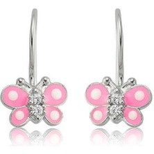 Serra Jewels Gümüş Sallantılı Pembe Kelebek Çocuk Küpesi