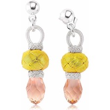 Serra Jewels ​Gümüş Pembe Taşlı Kazaz Kadın Küpe