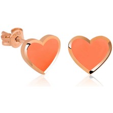 Serra Jewels Gümüş Fosforlu Turuncu Kalp Küpe