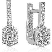 Serra Jewels Gümüş Oval Taşlı Küpe