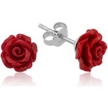 Serra Jewels ​Gümüş Kırmızı Gül Küpe
