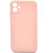 NOVKA Phone Accessories  iPhone 11 Uyumlu Düz Renk Esnek Yumuşak Silikon Kılıf  Rubber Pembe