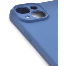 NOVKA Phone Accessories  iPhone 14 Uyumlu Düz Renk Esnek Yumuşak Silikon Kılıf  Rubber Indigo Mavi