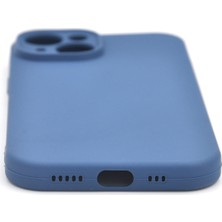 NOVKA Phone Accessories  iPhone 14 Uyumlu Düz Renk Esnek Yumuşak Silikon Kılıf  Rubber Indigo Mavi