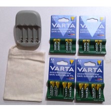 Varta 8 Adet Varta 2100MAH Aa Kalem +8 Adet Varta 800MAH Aaa Ince Pil+Ikea Stenkol Otomatik Şarj Aleti (Aa-Aaa)+Saklama Kesesi