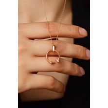 Erdobia Zirkon Taşlı Rose Cartier Model Çivi Gümüş Kolye