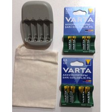 Varta 4 Adet Varta 2100MAH Aa Kalem +4 Adet Varta 800MAH Aaa Ince Pil+Ikea Stenkol Otomatik Şarj Aleti (Aa-Aaa)+Saklama Kesesi