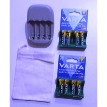 Varta 8 Adet Varta 2100MAH Promo Paket+Ikea Stenkol Otomatik Şarj Aleti (Aa-Aaa)+Saklama Kesesi