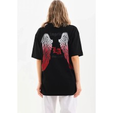 Aisha Elbise  Baskılı Oversize T-Shirt - Siyah