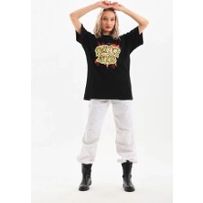 Aisha Elbise  Baskılı Oversize T-Shirt - Siyah