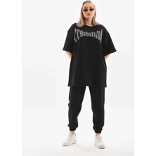 Aisha Elbise  Taş Desenli Oversize T-Shirt - Beyaz