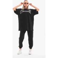 Aisha Elbise  Taş Desenli Oversize T-Shirt - Beyaz