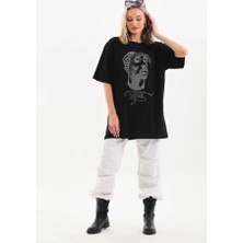 Aisha Elbise  Taş Desenli Oversize T-Shirt - Siyah