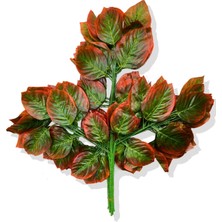 Cihan Çiçekçilik Yapay Kırmızı Detaylı Yeşil Yuvarlak Yaprak Ceviz Demeti 12 Adet 70 cm