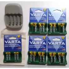 Varta 16 Adet Varta 2100MAH +4 Adet Varta 800MAH Aaa Ince Pil+Ikea Stenkol Otomatik Şarj Aleti (Aa-Aaa)+Saklama Kesesi