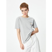 Koton 4SAL10617IK 023 Grı Genc Kız Jersey Kısa Kollu T-Shırt