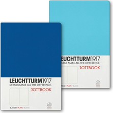 Leuchtturm 1917 Leuchttrum 1917 Jottbook Double Edition Çizgisiz 2'li Defter Seti  A5 Ice Blue / Royal Blue 362705