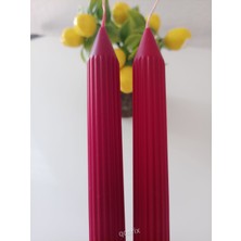 Qosrix 2'li Kırmızı Şamdan Mumu 1. Kalite Doğal Kokulu Uzun Çubuk Konik Mum