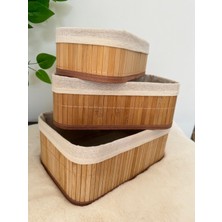 Home Naturel 3'lü Set Bambu Düzenleyici Organizer Sepet