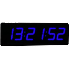 Sanec Saniyeli Dijital LED Duvar ve Masa Saati - Mavi (Kasa Ölçüsü: 15X50 Cm)
