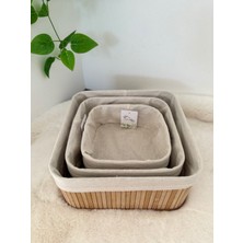 Home Naturel 3'lü Set Bambu Kare Düzenleyici Organizer Sepet