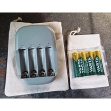 Varta 4 Adet Varta 2100MAH Promo Paket+Ikea Stenkol Otomatik Şarj Aleti (Aa-Aaa)+Saklama Kesesi