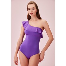 Suwen Tek Omuz Volanlı Mayo