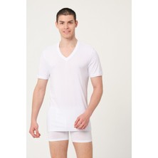 Fsm1453 Erkek Bambu Pamuk V-Yaka Kısa Kollu Atlet 2'li - 441