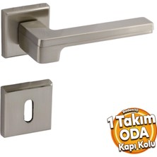 Badem10 Funda Lüx Inox Oda Kapı Kolu Rozetli Sürgülü ve Çelik Kapı Sağa Sola Uygun Kapı Kolları Kulpu