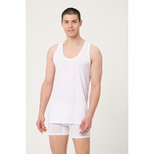 Fsm1453 Erkek Bambu Pamuklu Süprem Penye Comfort Fit Beyaz Atlet - 430