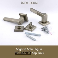 Badem10 Funda Lüx Inox Wc Banyo Uyumlu Kapı Kolu Kare Rozetli Sağa Sola Uygun Kapı Kolları Kulpu